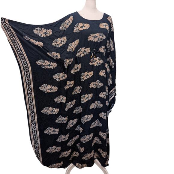 Khadra Fashion Block Print Full Length Kaftan Size 60 - Picture 2 of 5